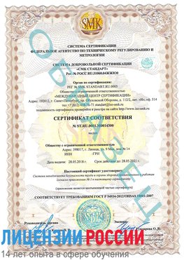 Образец сертификата соответствия Тосно Сертификат OHSAS 18001